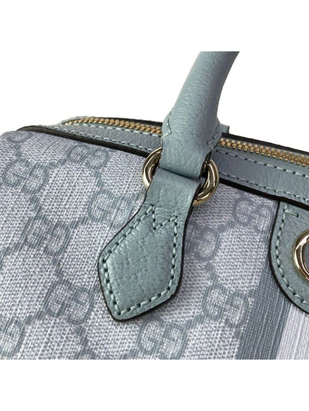 ★SOLD★ Gucci Handbag GG Supreme Ophidia Light Blue Mini Boston Leather - Picture 11 of 15